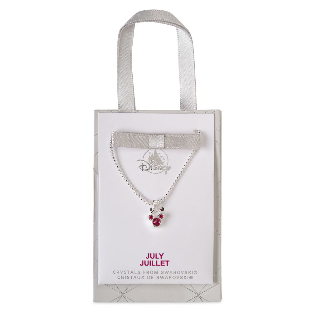 Mickey Mouse Icon Birthstone Necklace – July