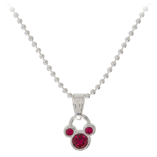 Mickey Mouse Icon Birthstone Necklace – July