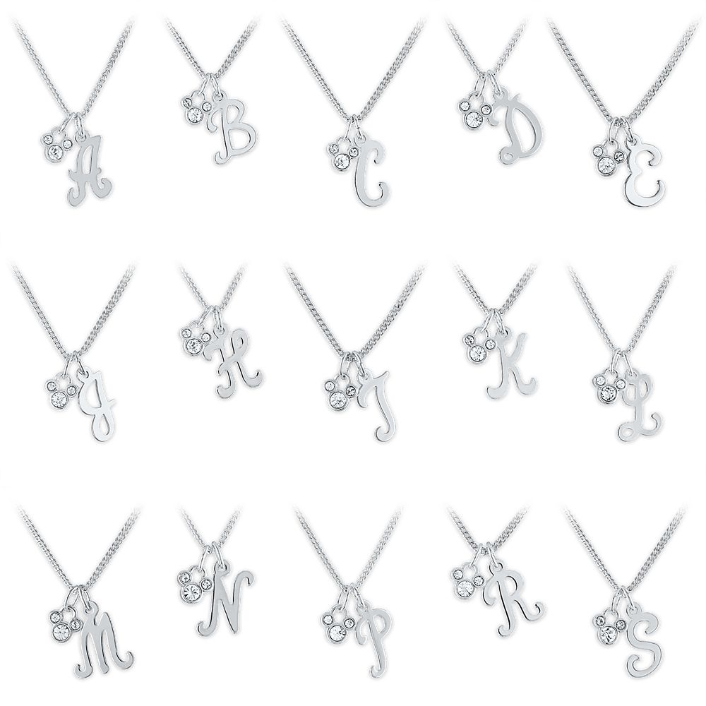 Mickey Mouse Swarovski Crystal Initial Necklace