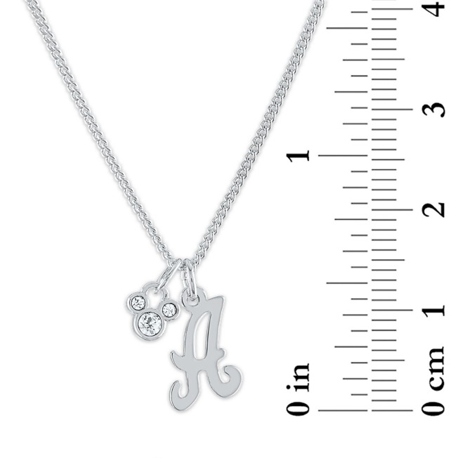 Mickey Mouse Swarovski Crystal Initial Necklace