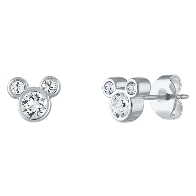 Mickey Mouse Icon Swarovski Crystal Earrings – Silver