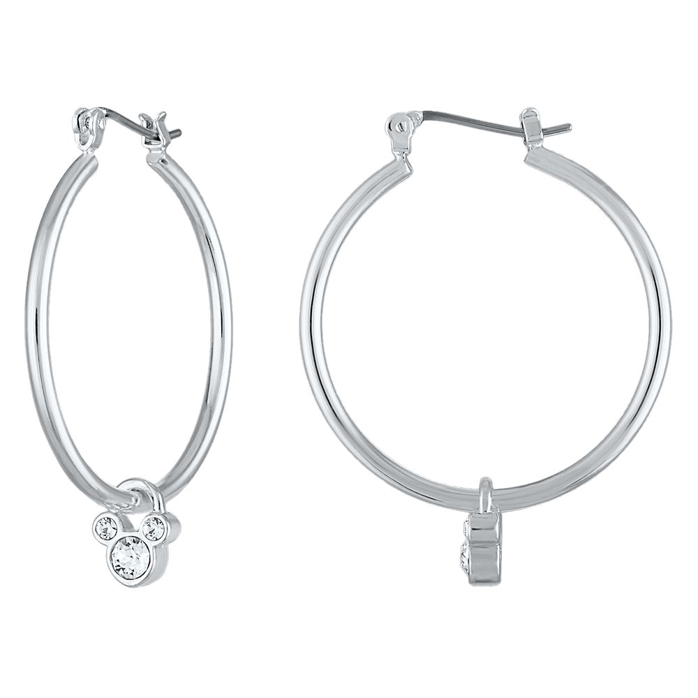 Mickey Mouse Crystal Icon Hoop Earrings