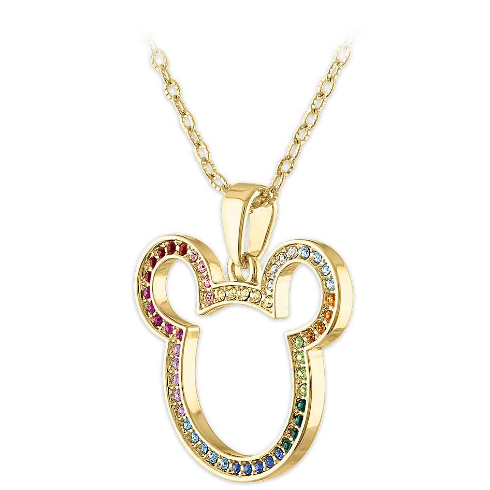 Mickey Mouse Icon Swarovski Crystal Rainbow Necklace