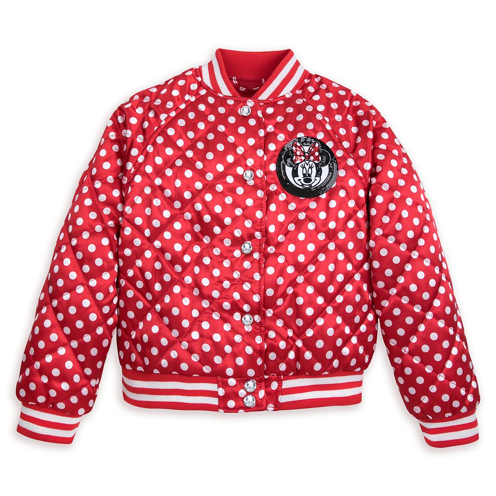 Minnie Mouse Polka Dot Varsity Jacket for Girls