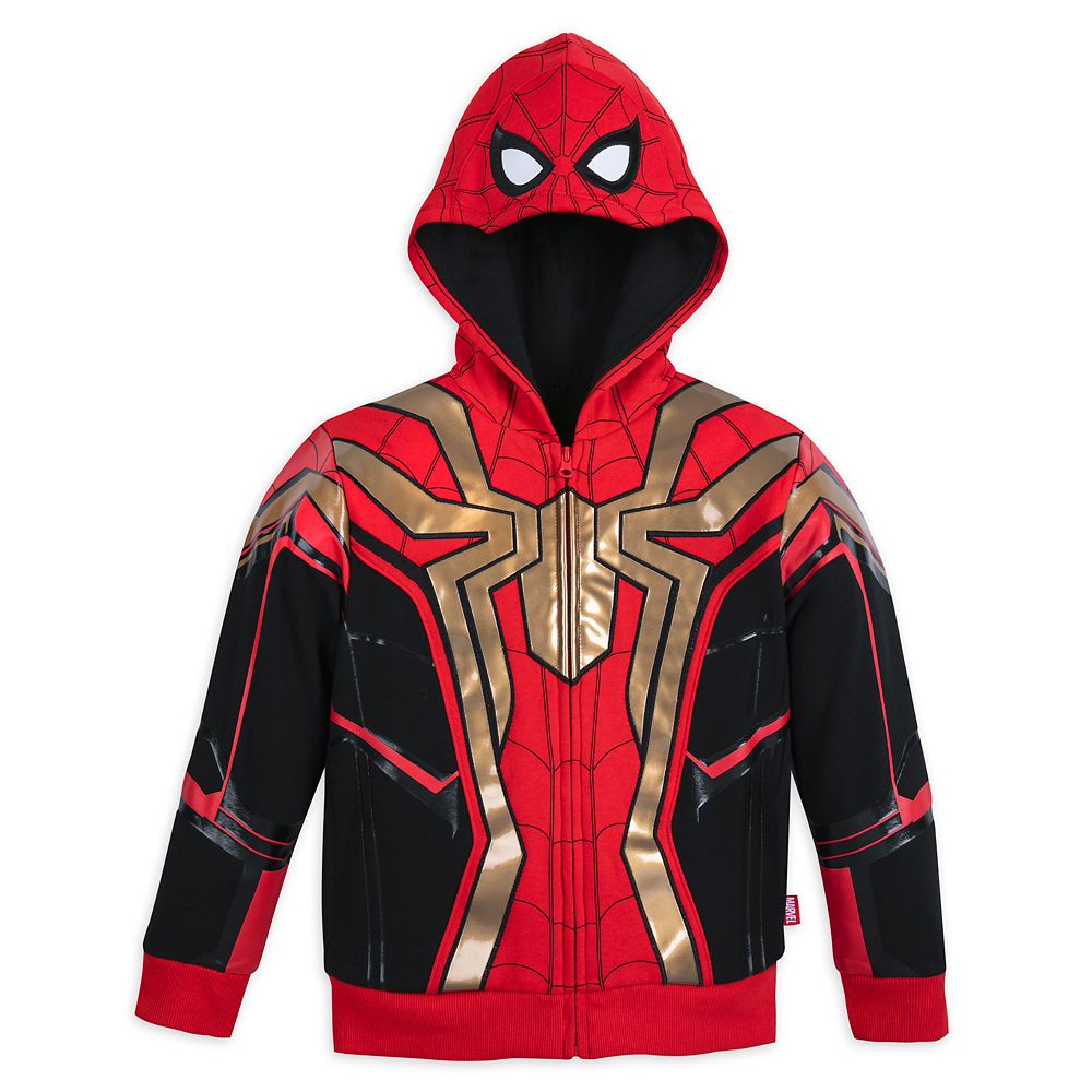 Spiderman Zip Up Hoodie Sweatshirt Mask for Kids with Built in Costume  Hoodie (Black or Red)