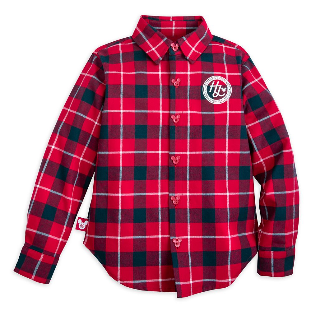 Mickey Mouse Holiday Long Sleeve Plaid Flannel Shirt for Kids – Personalized