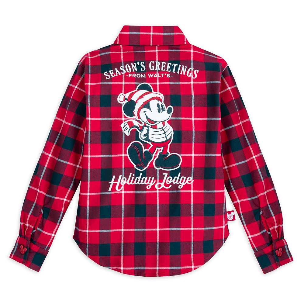 Mickey Mouse Holiday Long Sleeve Plaid Flannel Shirt for Kids – Personalized