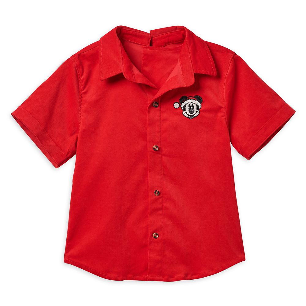 Santa Mickey Mouse Adaptive Corduroy Shirt for Kids