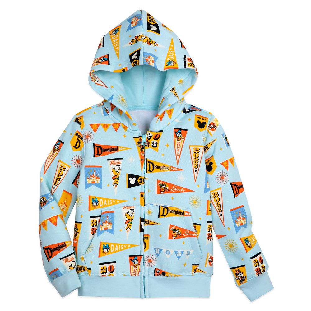 Mickey Mouse and Friends Pennant Flag Zip Hoodie for Kids – Disneyland 2023 available online for purchase