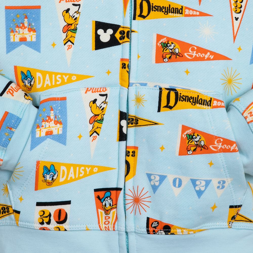 Mickey Mouse and Friends Pennant Flag Zip Hoodie for Kids &ndash; Disneyland 2023