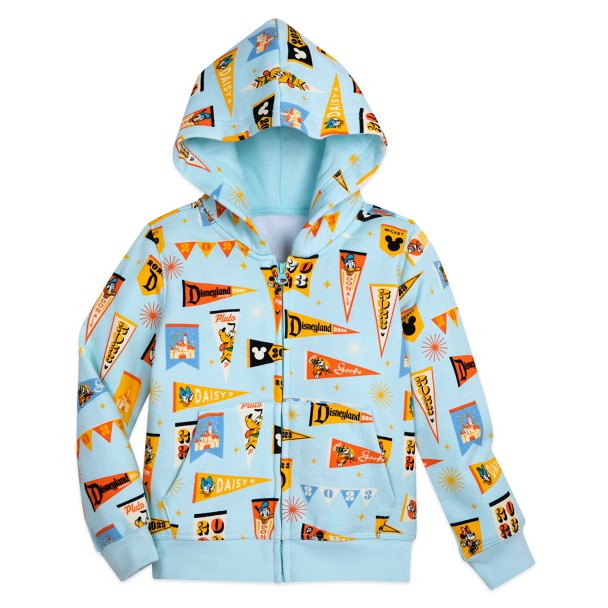 Mickey Mouse and Friends Pennant Flag Zip Hoodie for Kids – Disneyland 2023