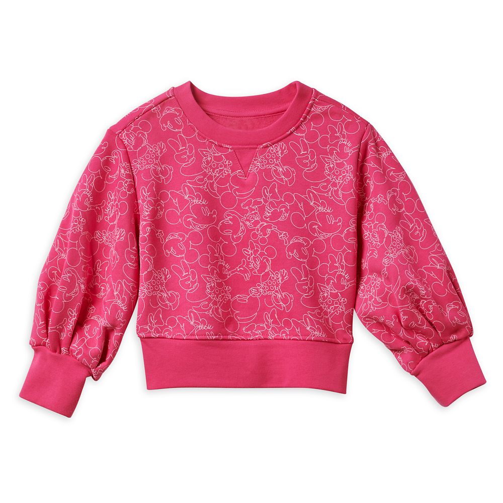 Mickey and Minnie Mouse Cropped Pullover Sweatshirt for Juniors