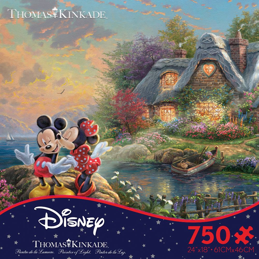 Mickey and Minnie Mouse at Cottage Puzzle by Thomas Kinkade