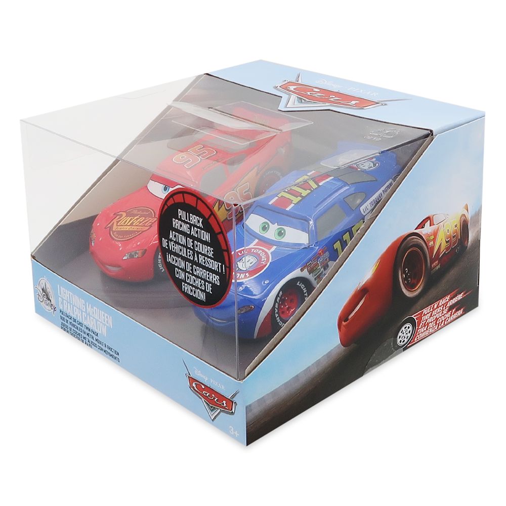 Disney Parks Pixar Cars Lightning McQueen & Ralph Carlow Pullback Car New W  Box