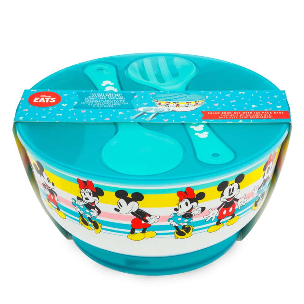 Mickey and Minnie Mouse Salad Bowl Set with Ice Pack Base – Disney Eats