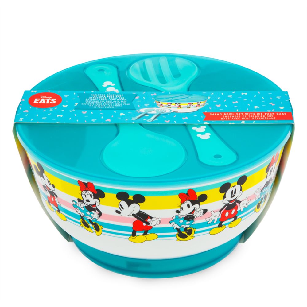 Mickey and Minnie Mouse Salad Bowl Set with Ice Pack Base – Disney Eats