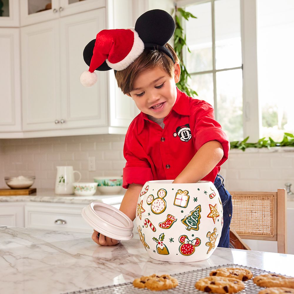 Mickey and Minnie Mouse Christmas Cookie Jar with Lid