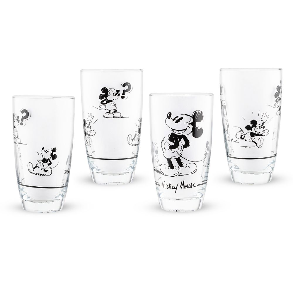 Mickey Mouse Black and White Drinking Glass Set