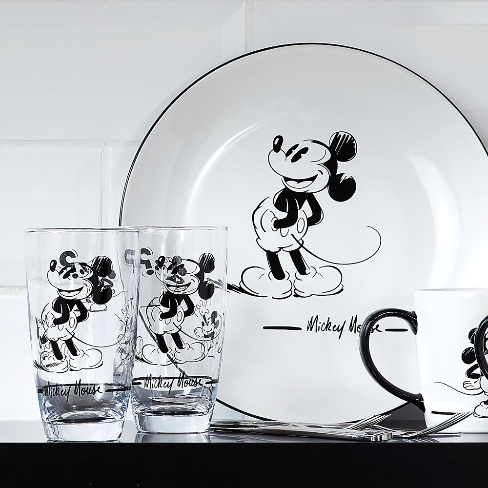 Mickey Mouse Black and White Drinking Glass Set