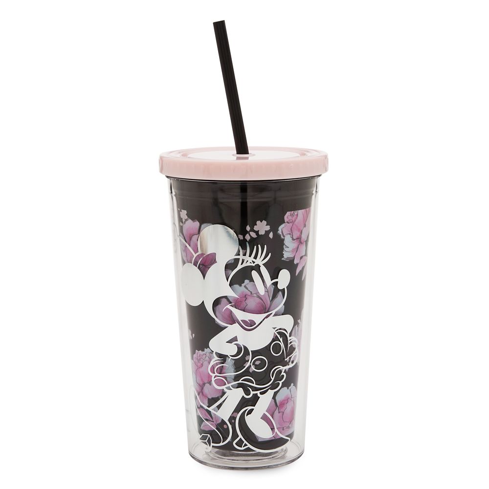 Disney’s Floral Stitch Acrylic Tumbler Cup With Straw 20 oz NWT
