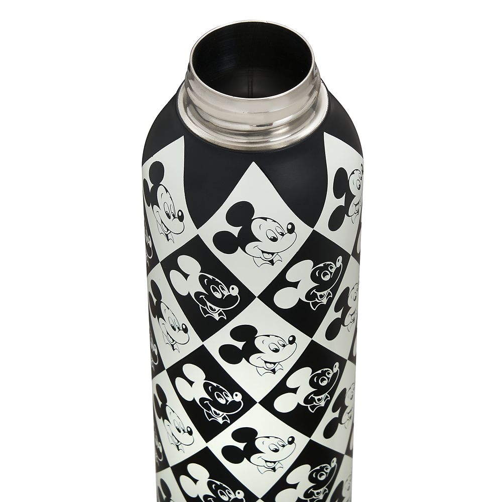 Mickey Mouse Black and White Grid Stainless Steel Water Bottle