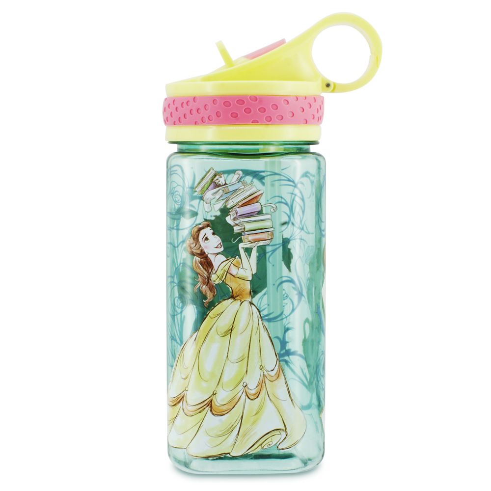 Beauty and the Beast Water Bottle with Built-In Straw