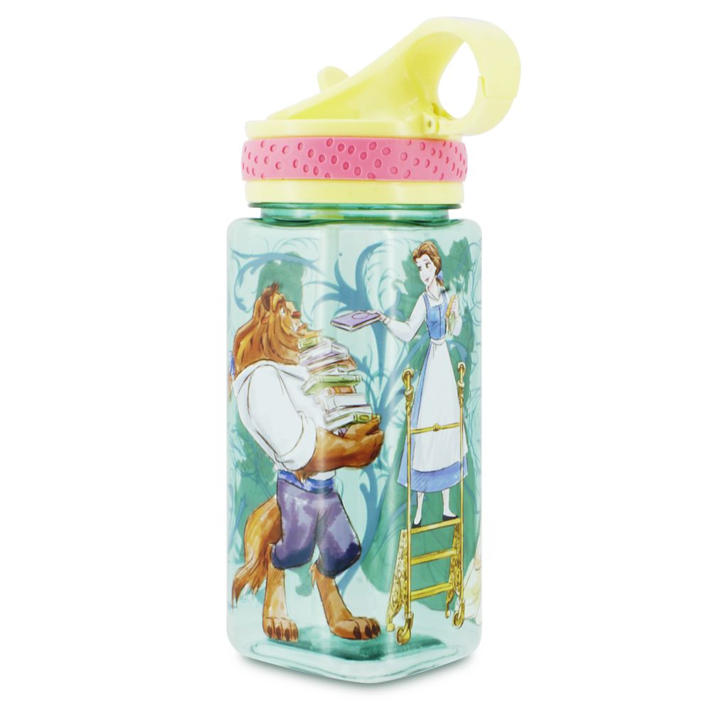 Beauty and the Beast Water Bottle with Built-In Straw