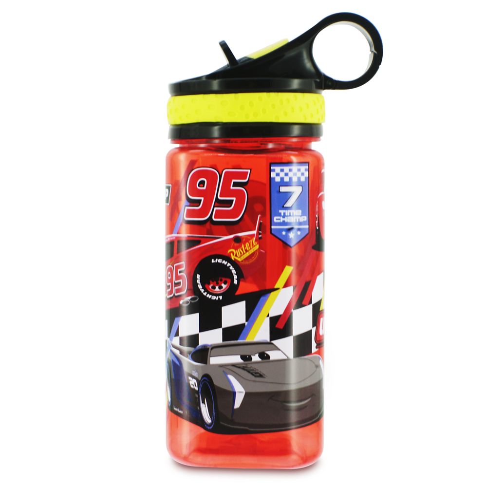Cars Water Bottle with Built-In Straw 