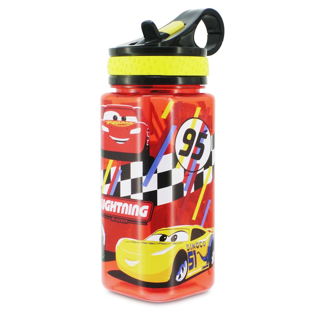 Cars Water Bottle with Built-In Straw