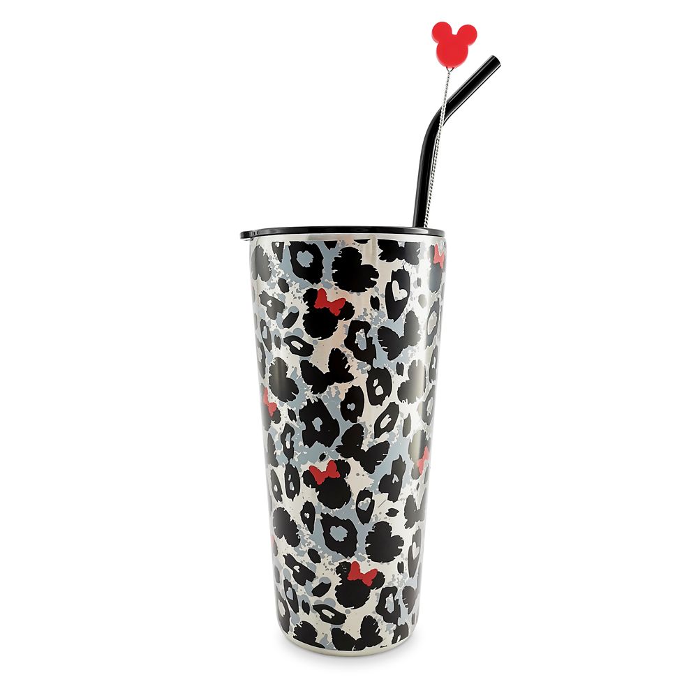 Minnie Mouse Animal Print Travel Tumbler with Straw