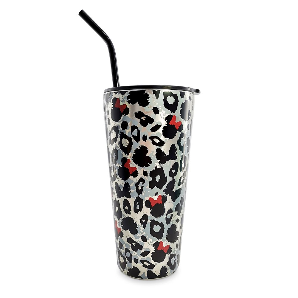 Minnie Mouse Animal Print Travel Tumbler with Straw