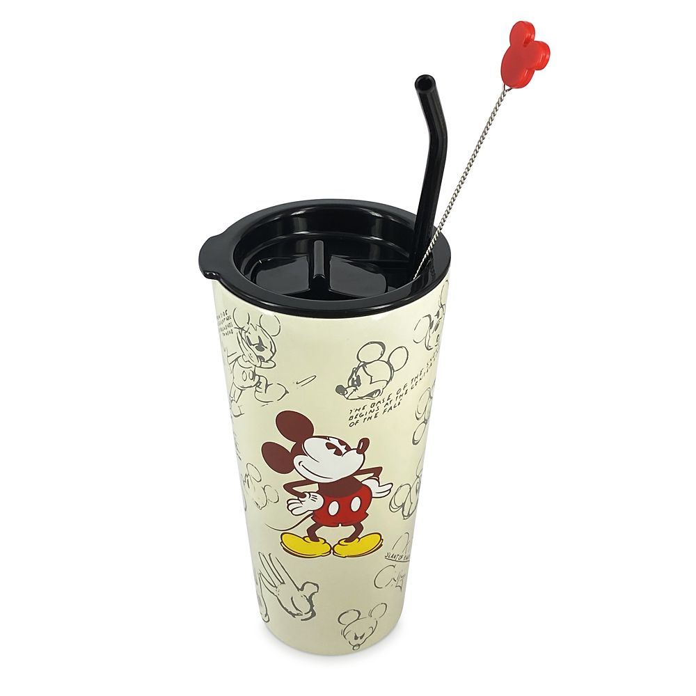 Mickey Mouse Sketch Art Travel Tumbler with Straw