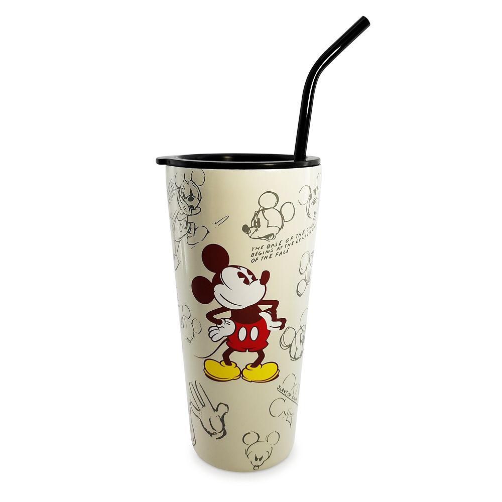 Mickey Mouse Sketch Art Travel Tumbler with Straw