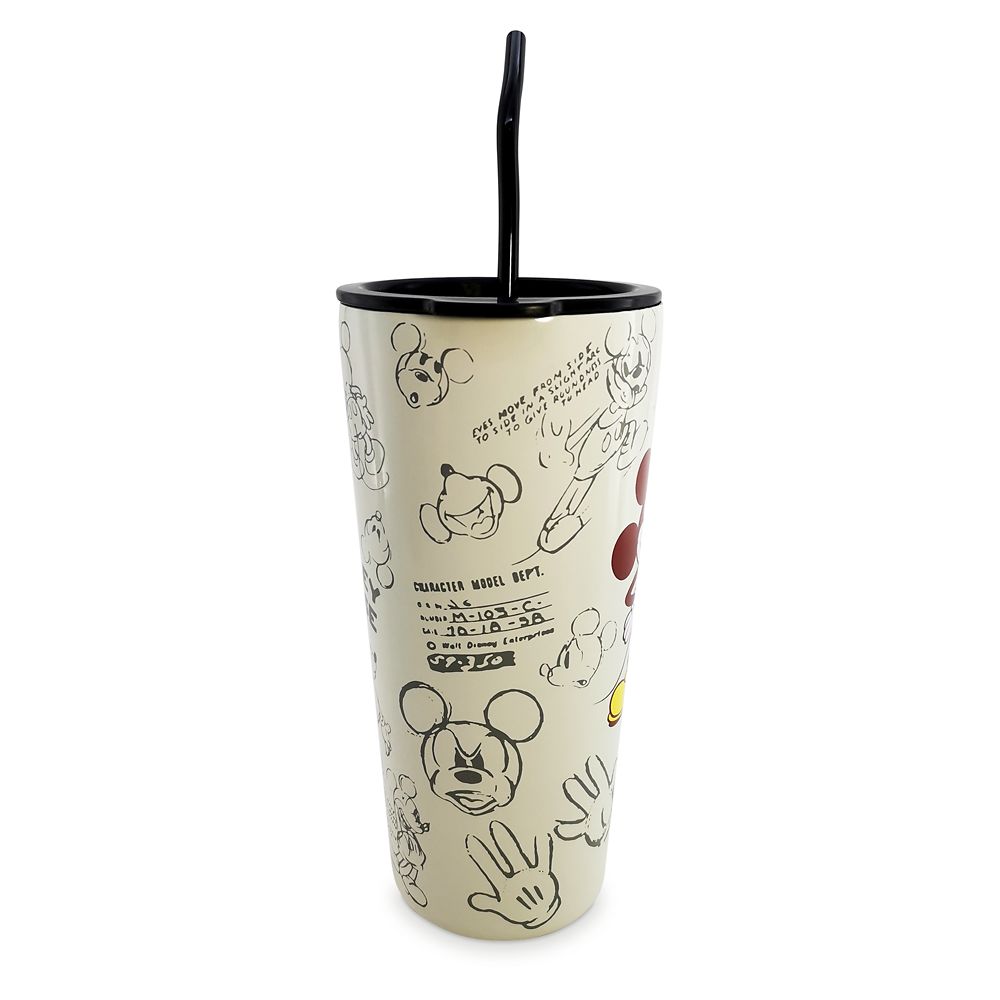 Mickey Mouse Sketch Art Travel Tumbler with Straw