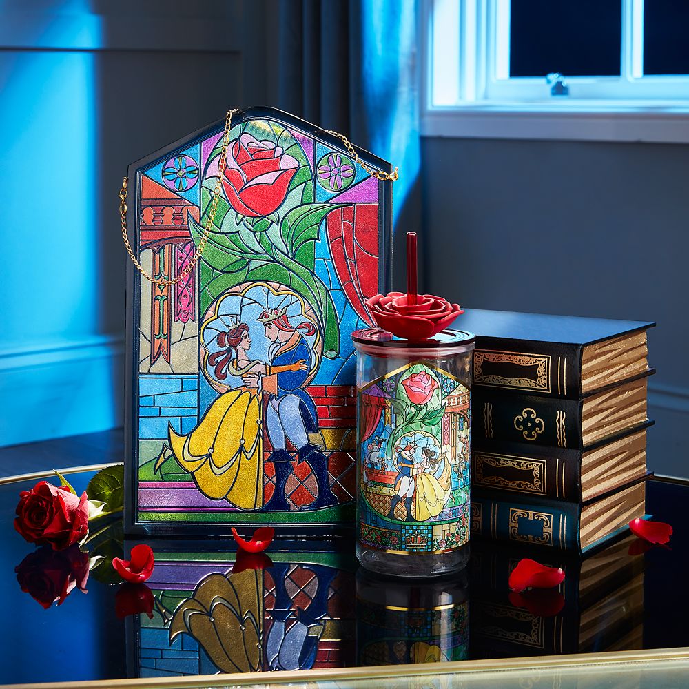 Beauty and the Beast Glass Tumbler with Straw