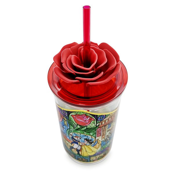 Beauty and the Beast Glass Tumbler with Straw