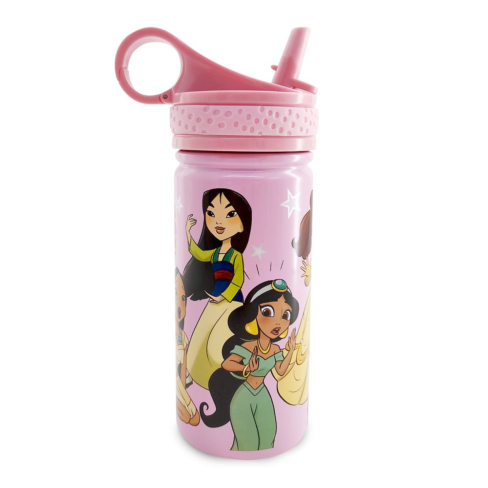 Disney Princess Steel Water Bottle with Built-In Straw
