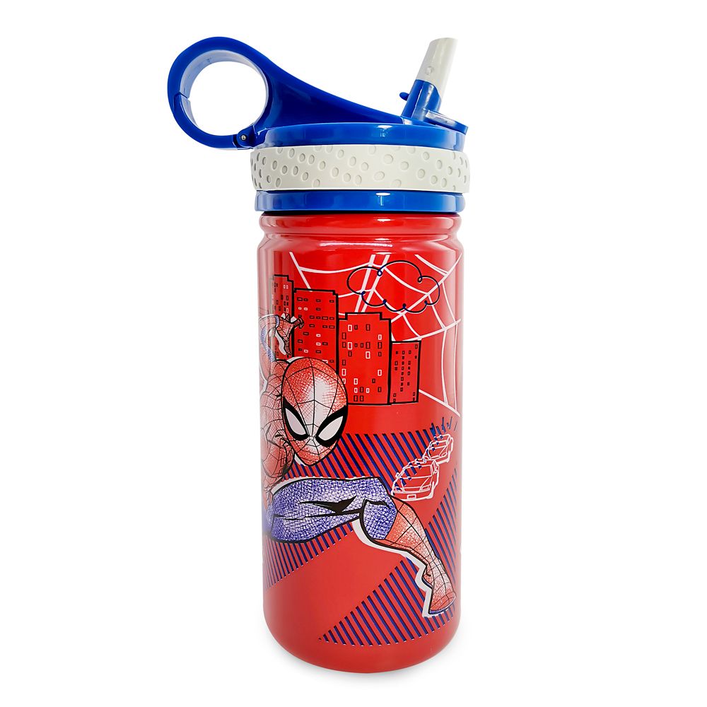 Spider-Man Stainless Steel Water Bottle with Built-In Straw