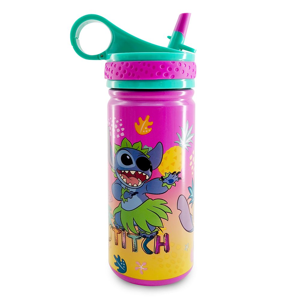 Stitch Stainless Steel Water Bottle with Built-In Straw – Lilo & Stitch