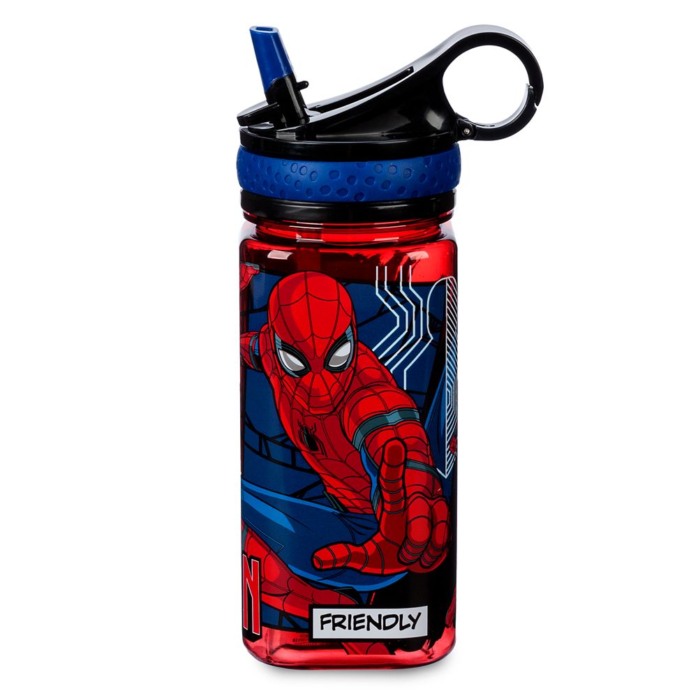 Spider-Man Water Bottle with Built-In Straw