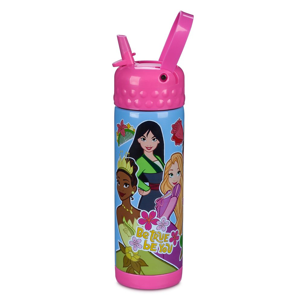 Disney Princess Stainless Steel Water Bottle with Built-In Straw