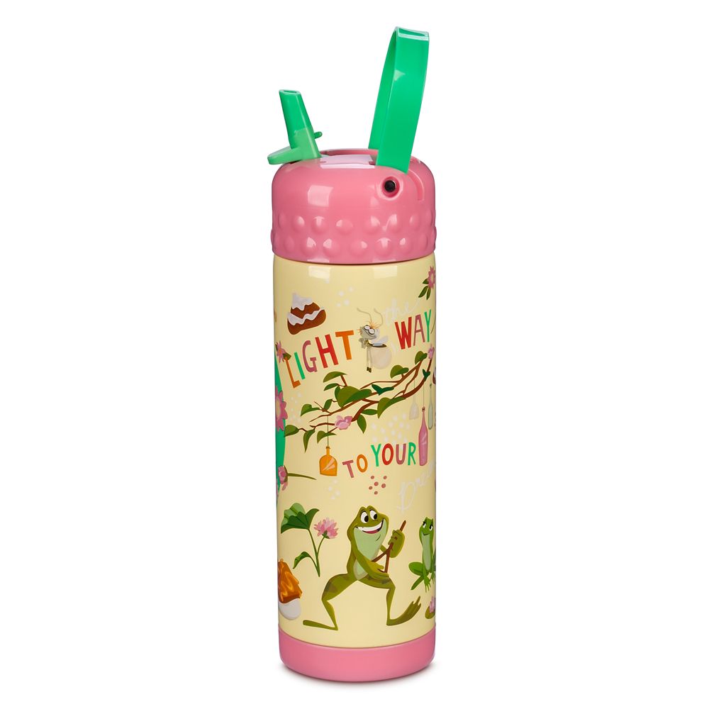 The Princess and the Frog Stainless Steel Water Bottle with Built-In Straw