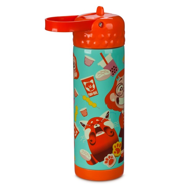 Turning Red Stainless Steel Water Bottle with Built-In Straw
