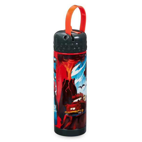Cars on the Road Stainless Steel Water Bottle with Built-In Straw