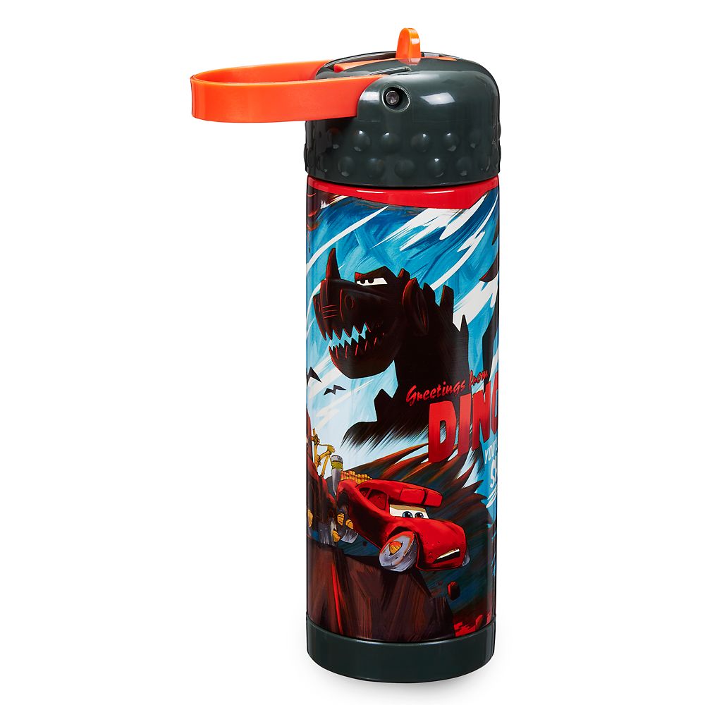 Cars on the Road Stainless Steel Water Bottle with Built-In Straw