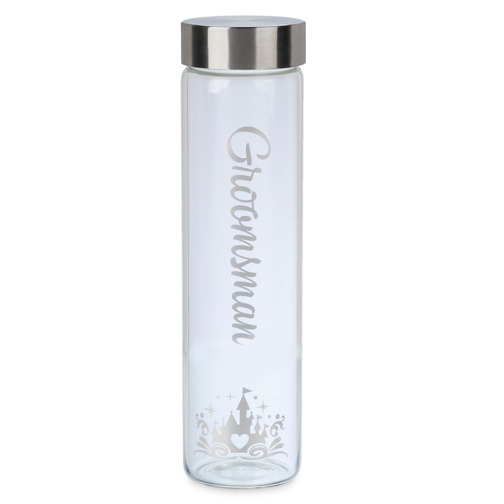 Disney’s Fairy Tale Weddings Collection ”Groomsman” Glass Water Bottle is available online