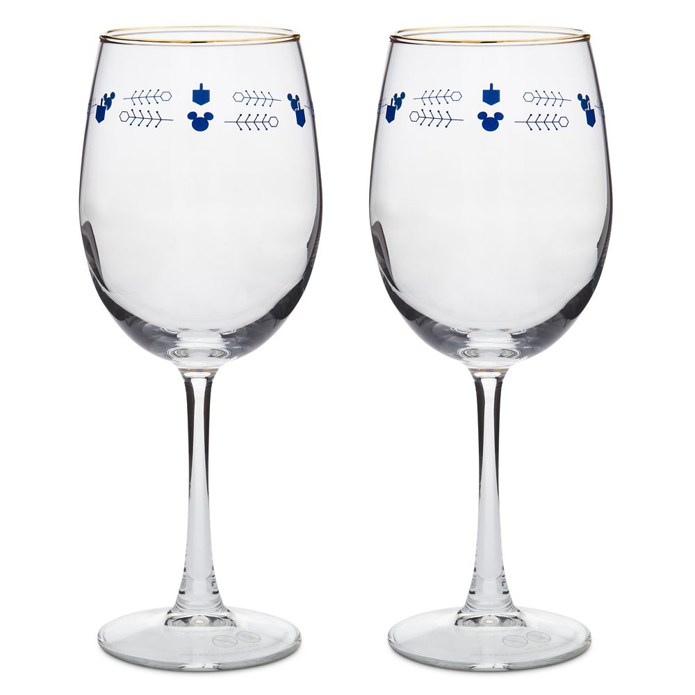 Mickey Mouse Hanukkah Wine Glass Set