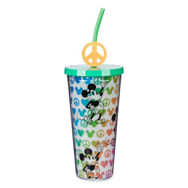 Mickey Mouse Peace and Love Tumbler with Straw for Adults