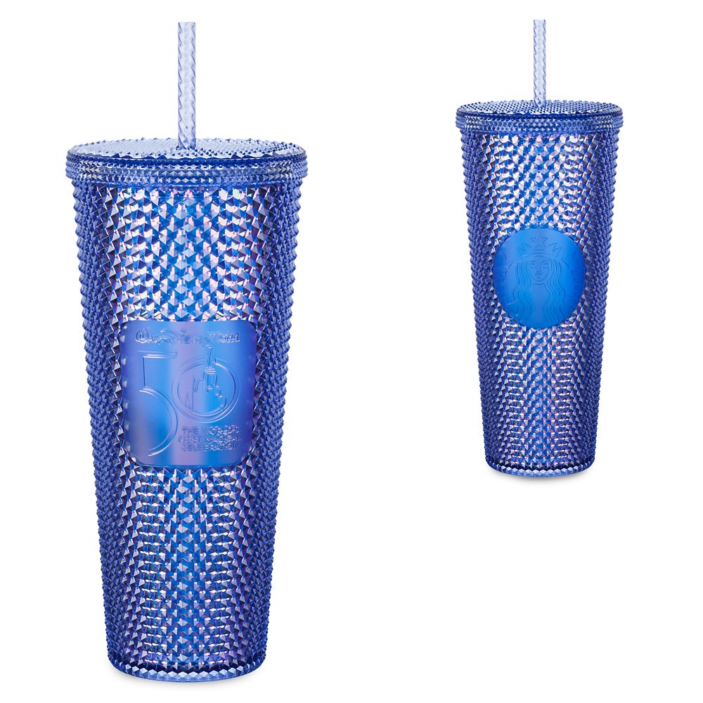 Walt Disney World 50th Anniversary Geometric Starbucks Tumbler with Straw – Blue