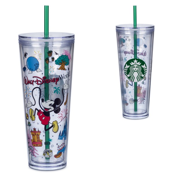 Mickey Mouse WDW Walt Disney World Starbucks Plastic Tumbler With Straw-NEW